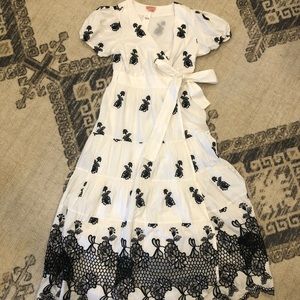 NWT Anthropologie embroidered midi wrap dress size S